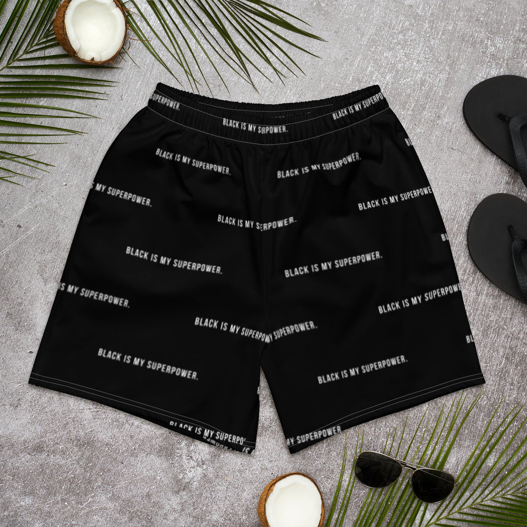 Black Block Letter Unisex Athletic Long Shorts