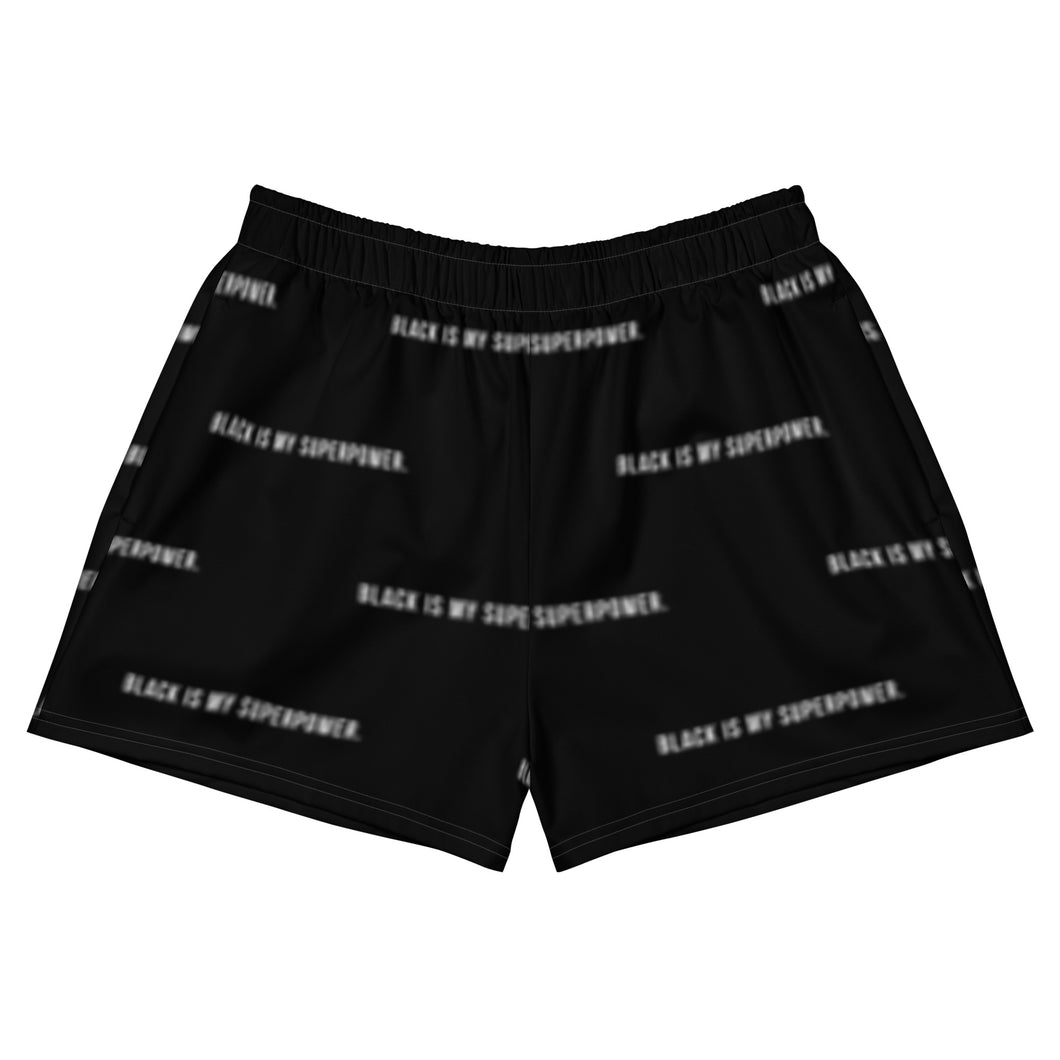 Black Block Letter Women's Athletic Short Shorts