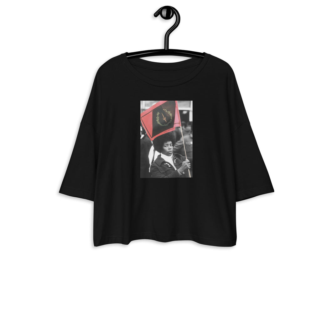 Loose drop shoulder crop top